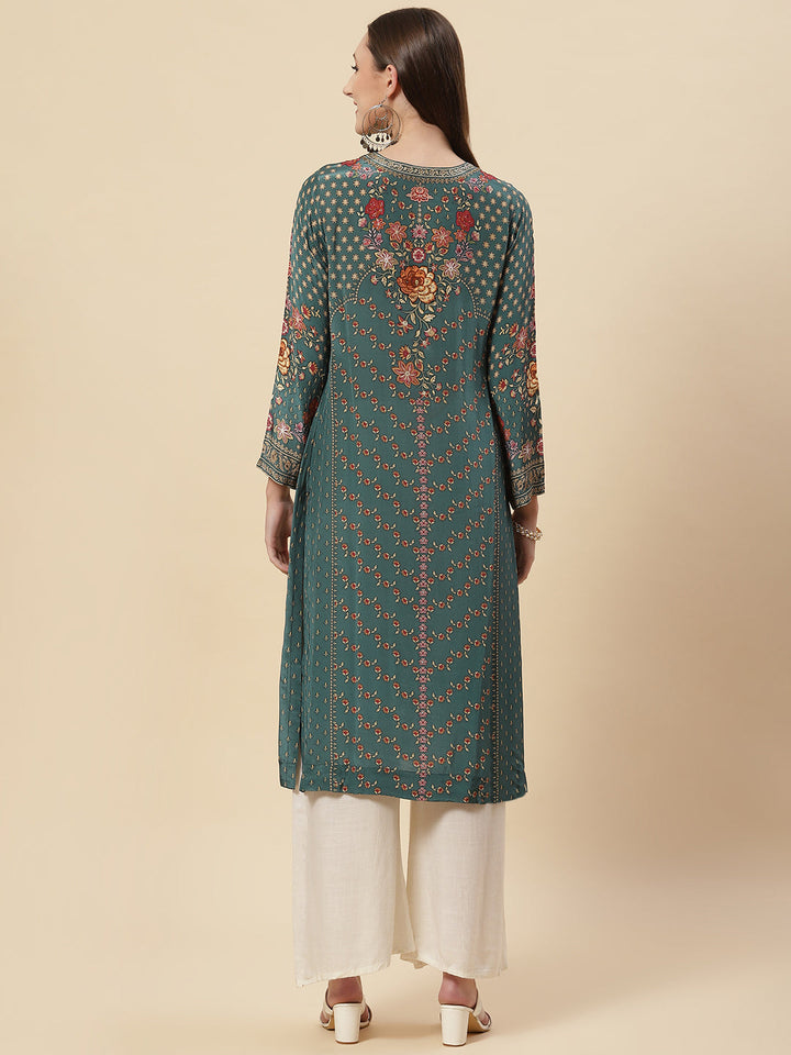 Floral Printed Crepe Kurta