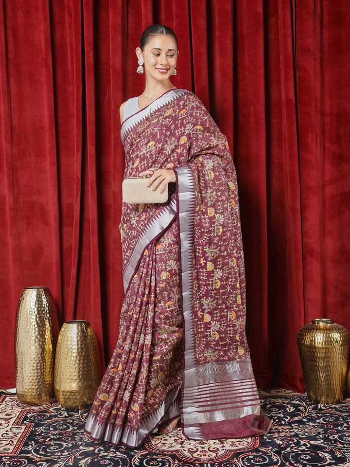 Digital Printed Art Silk Saree