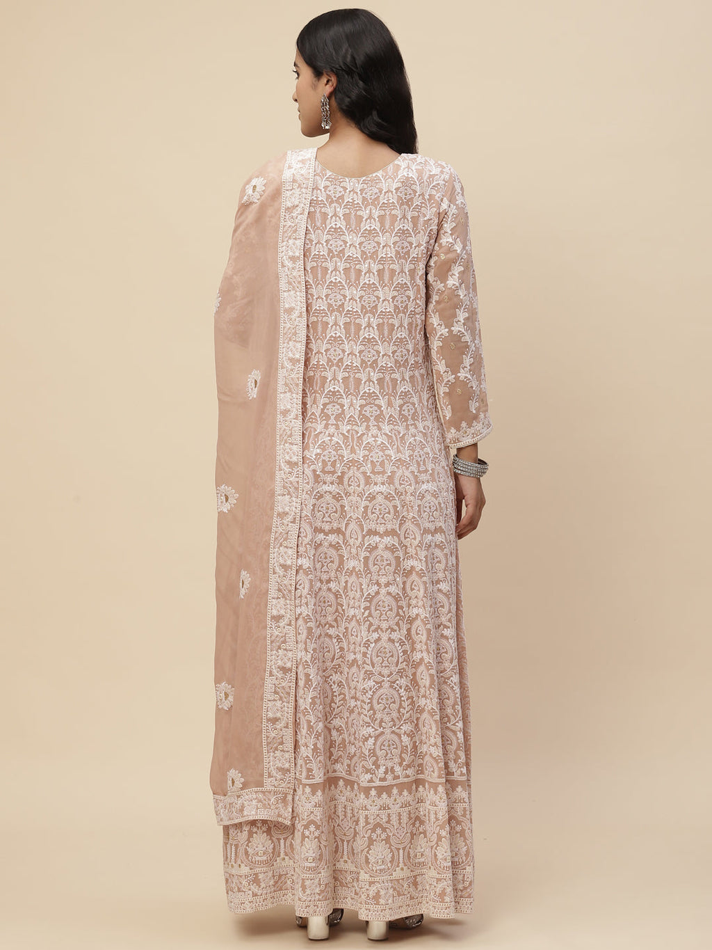 Chikankari Sequin Georgette Anarkali Kurta With Dupatta