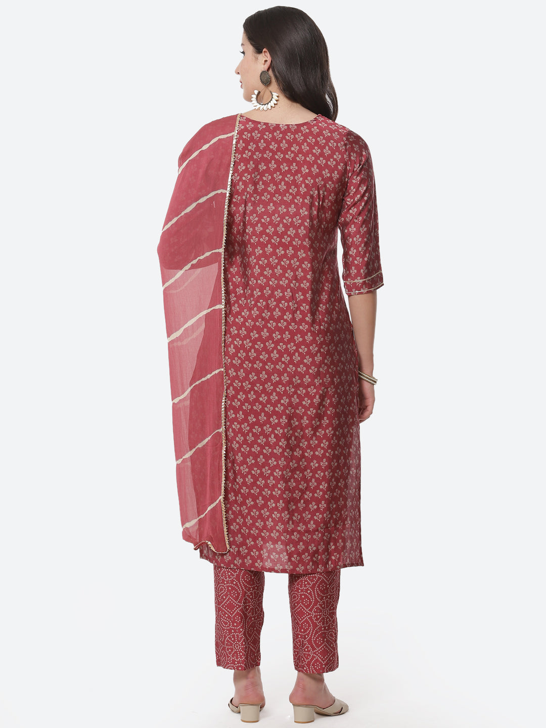 Cotton Muslin Printed Kurti With Pant And Dupatta