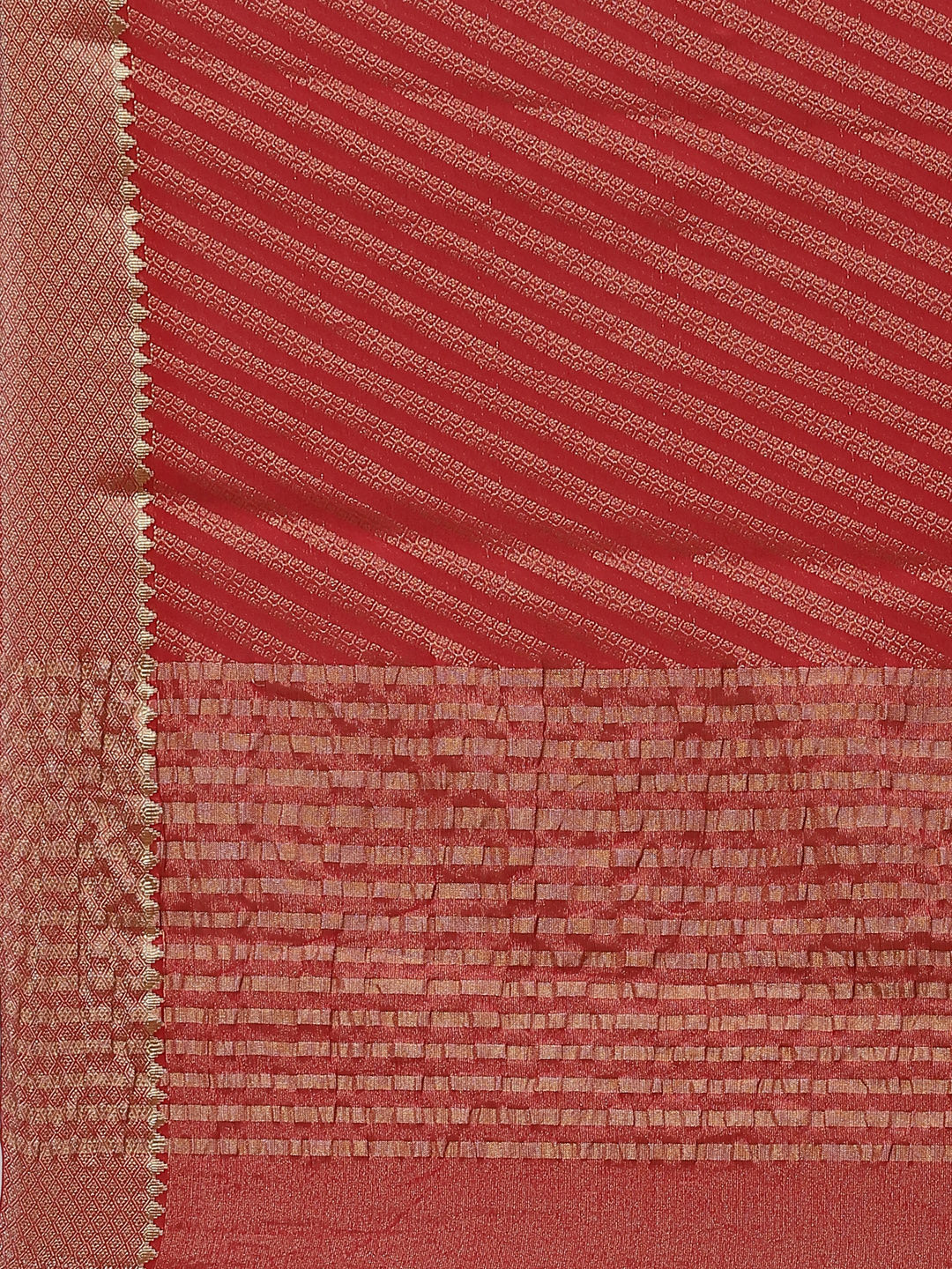 Striped Brocade Georgette Plain Saree