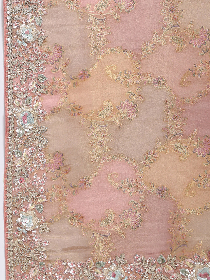 Sequin Embroidered Border Tissue Saree