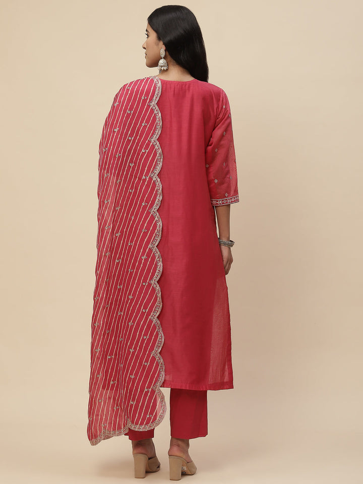 Booti Embroidered Cotton Kurta With Pants &amp; Dupatta