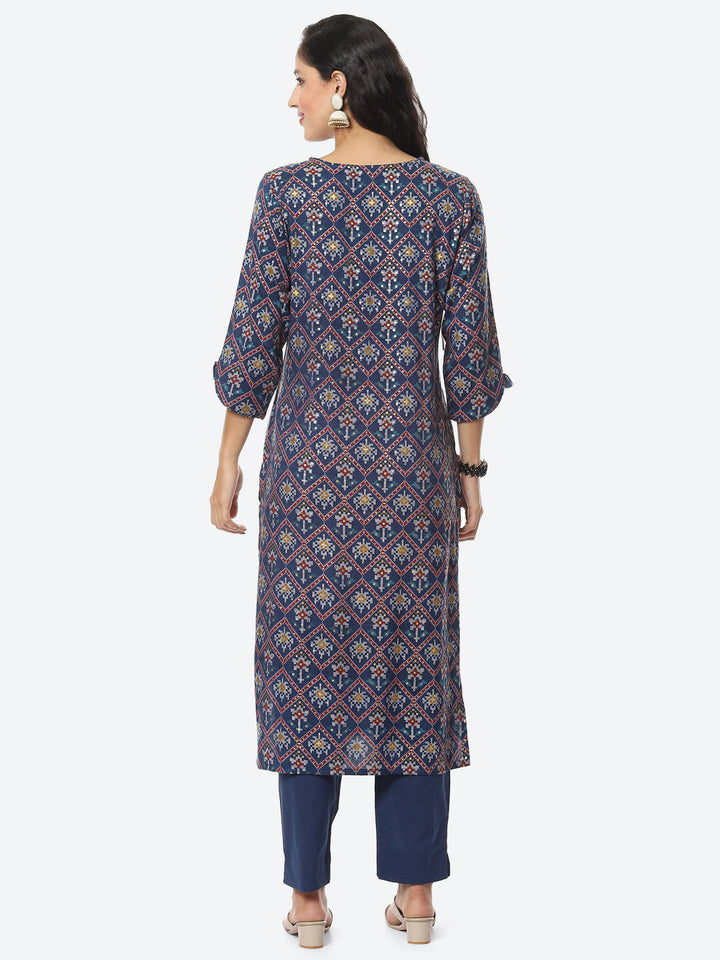 Printed Cotton Kurti With Pant
