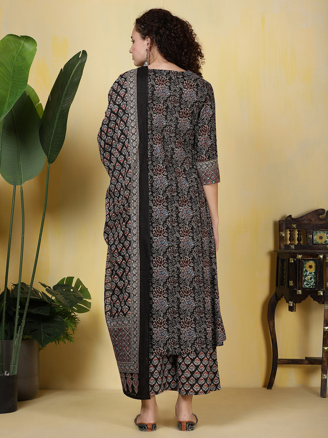 Printed Cotton Blend Kurta With Pants &amp; Dupatta