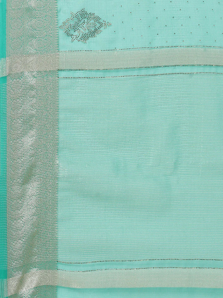 Stone Work Organza Plain Saree