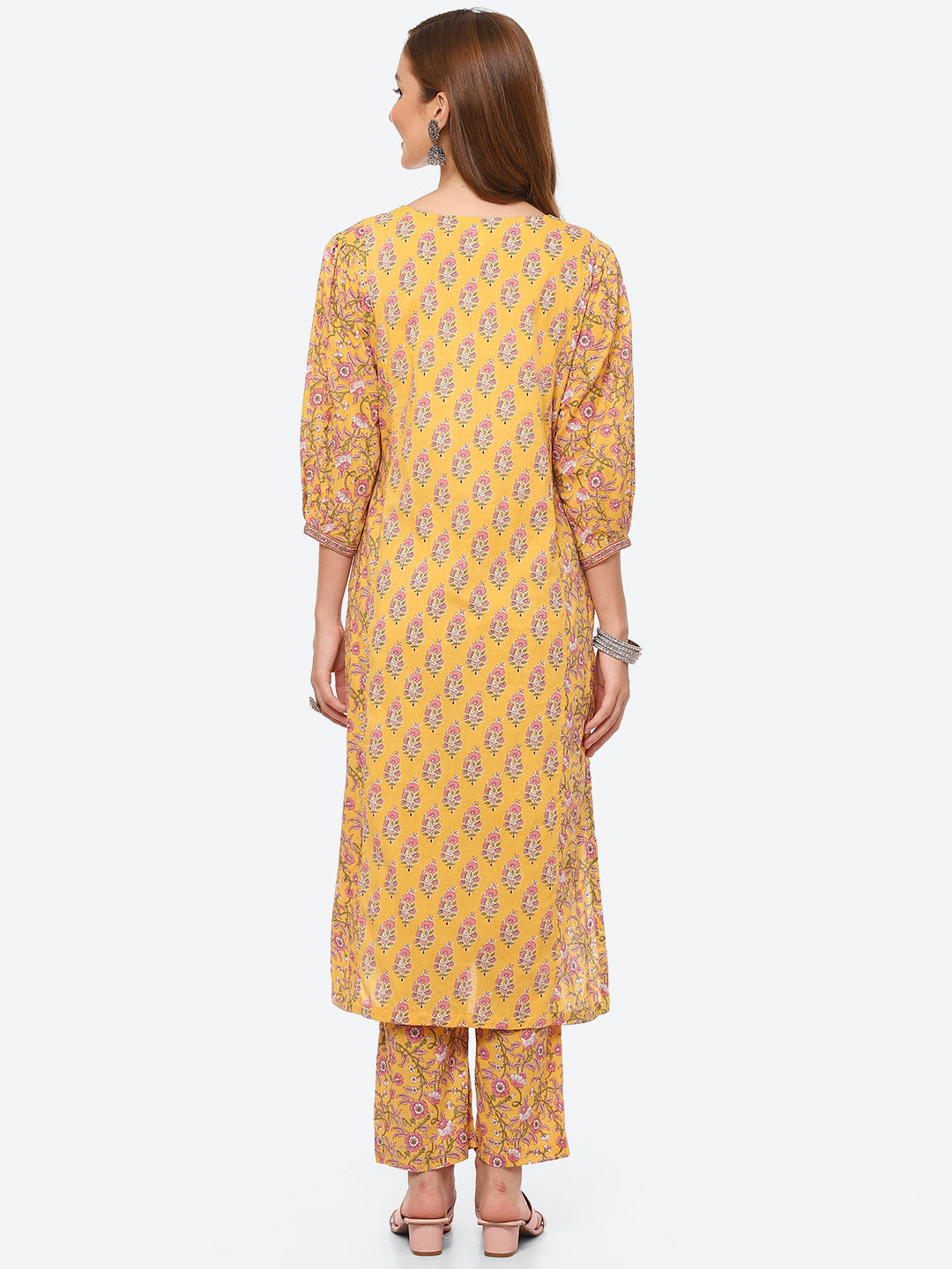 Floral Printed Cotton Kurta With Pant