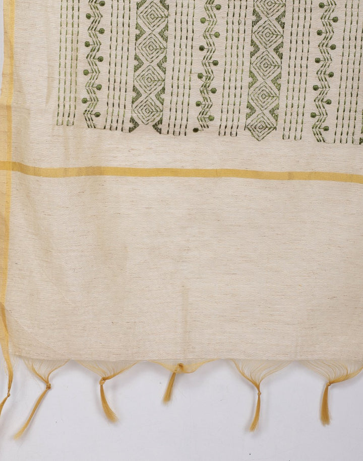 Embroidered Chanderi Suit Piece With Pach Work