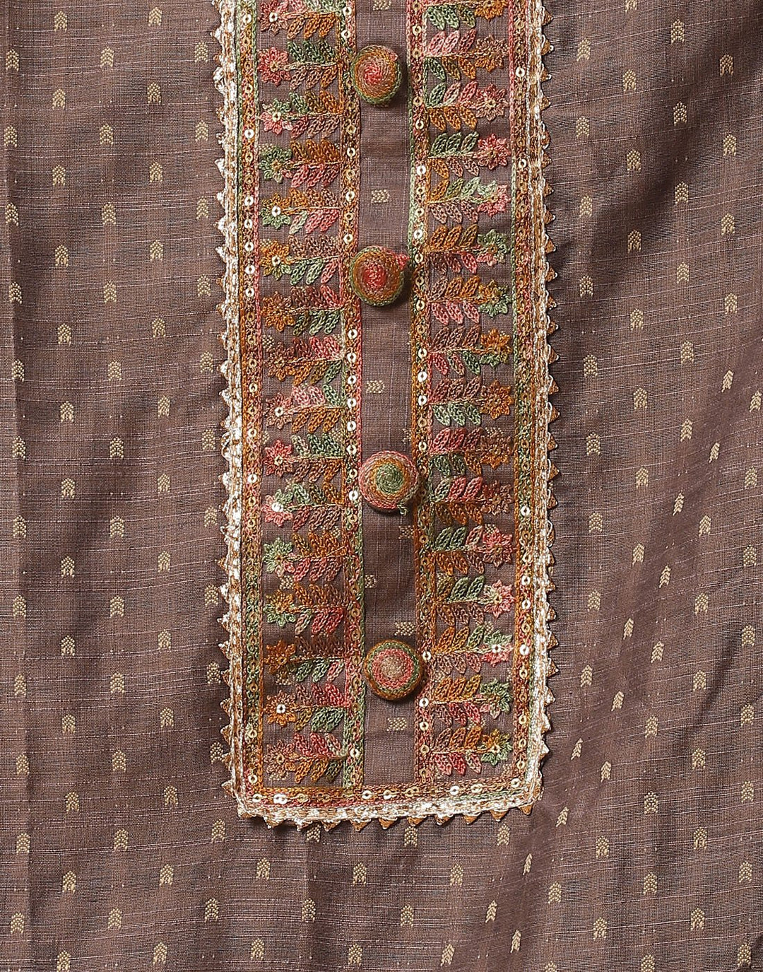 Embroidered Chanderi Suit Piece With Dupatta