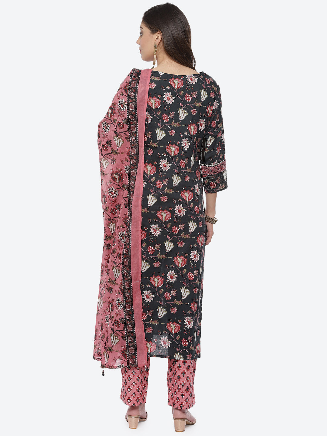 Floral Printed Cotton Stitched Salwar Kameez With Printed Cotton Dupatta