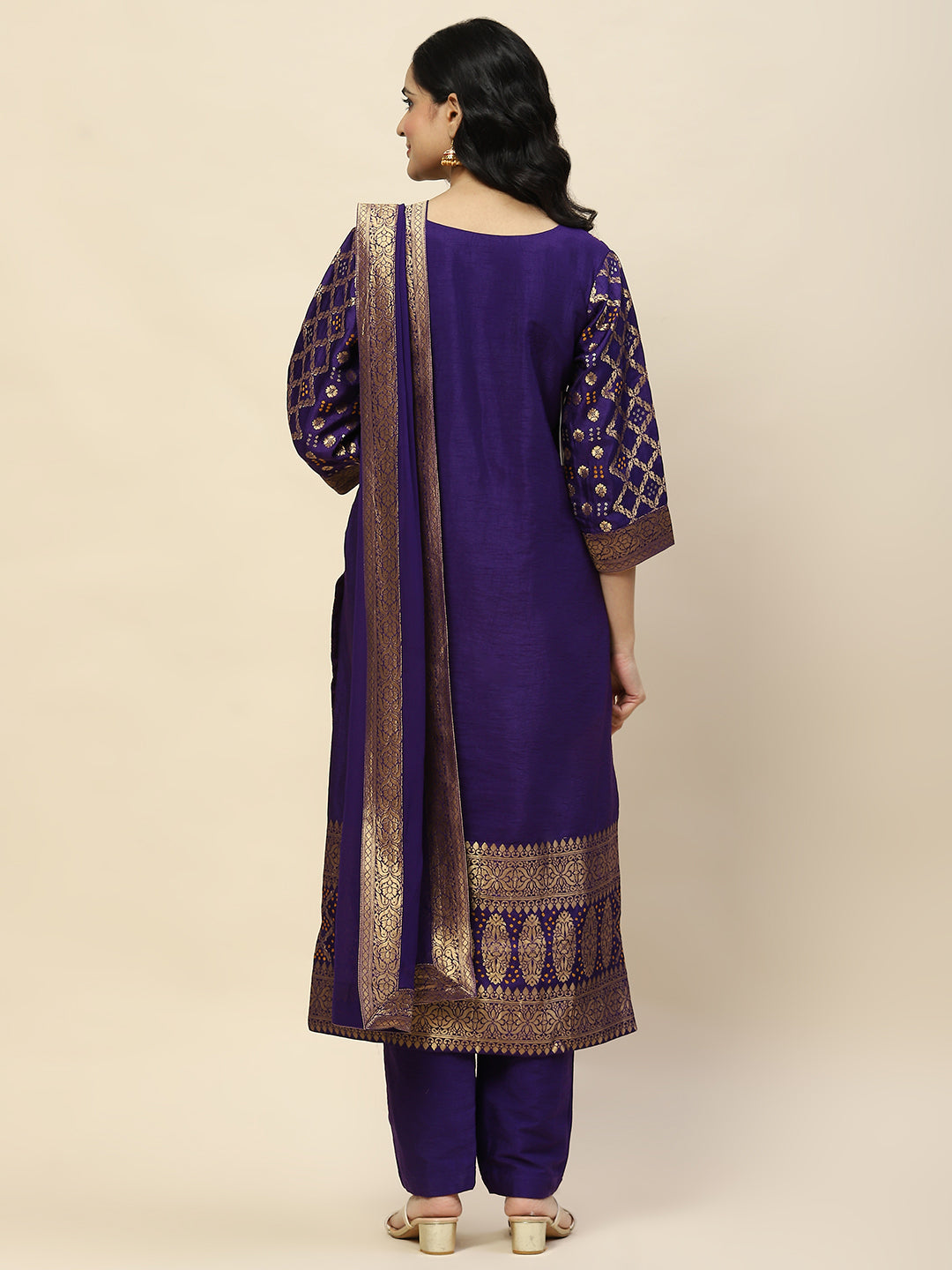 Woven Banarasi Kurta With Pants &amp; Dupatta