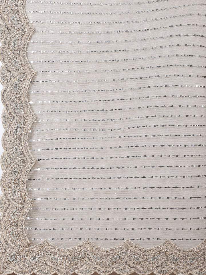 Stone work Handloom Net Embroidered Saree