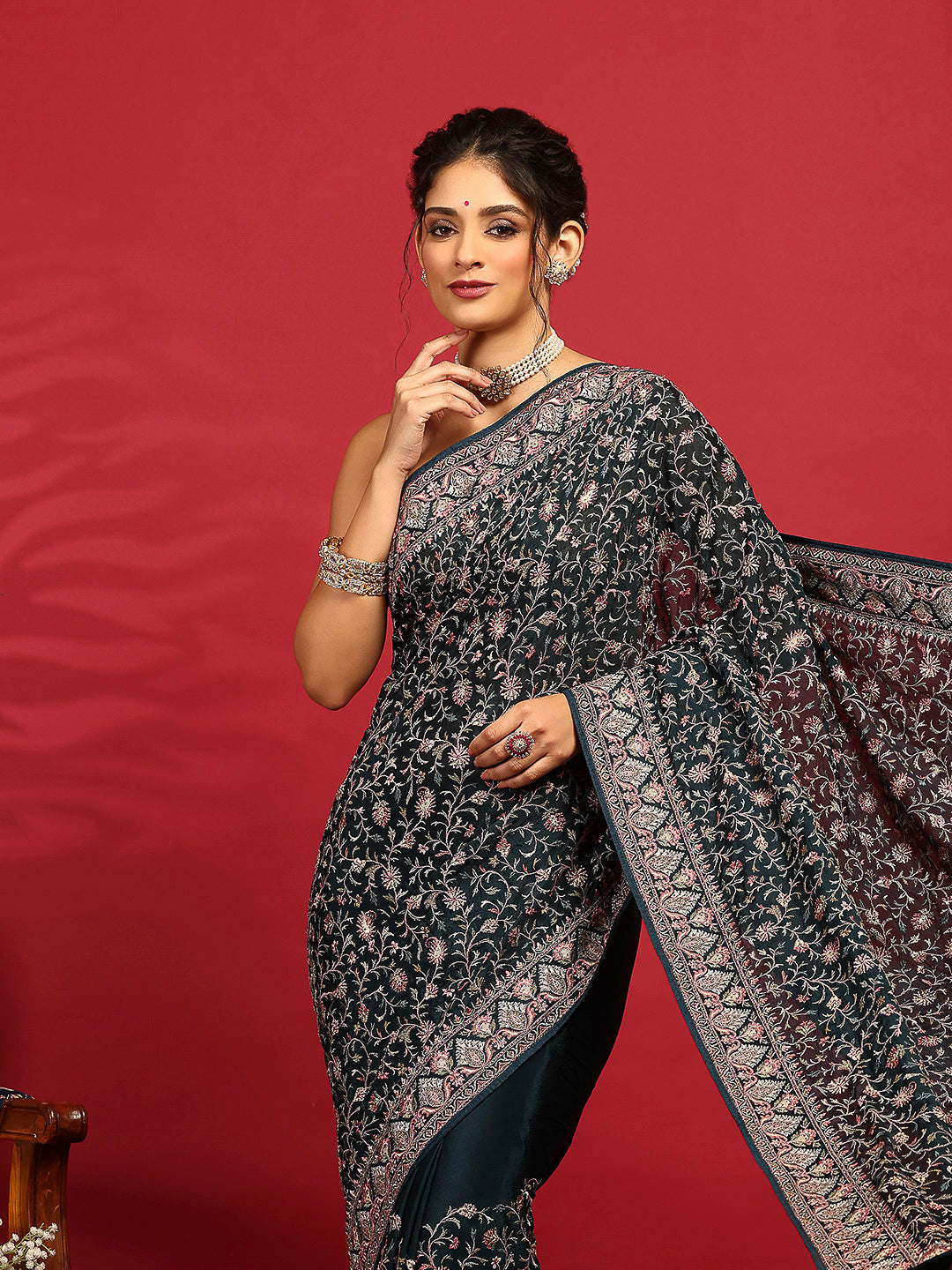 Embroidered Georgette Saree