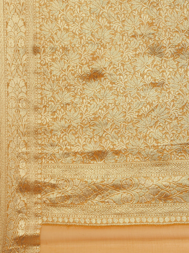 Zari Booti Chiffon Plain Saree