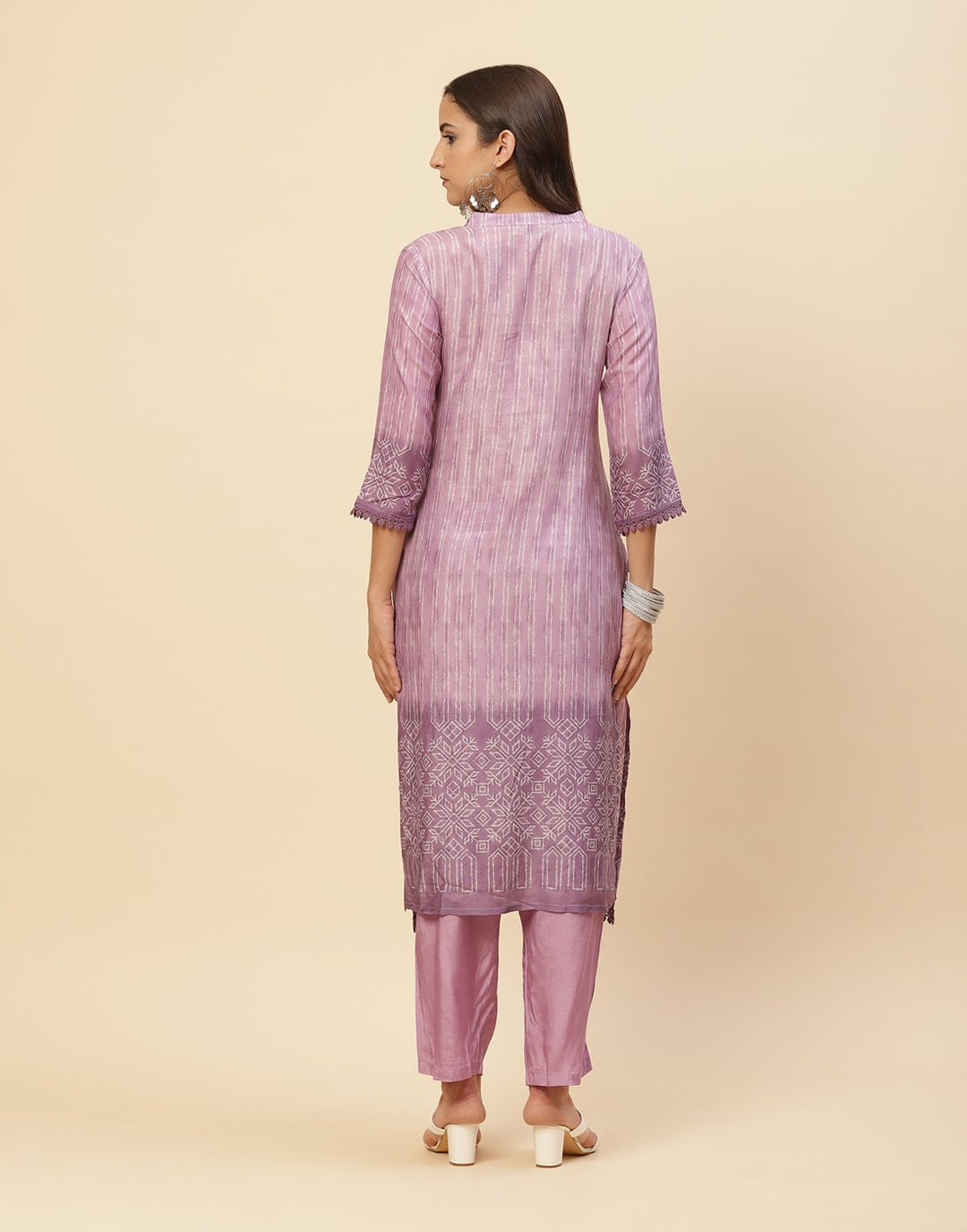 Mirror Work Printed Cotton Muslin Kurti With Pant