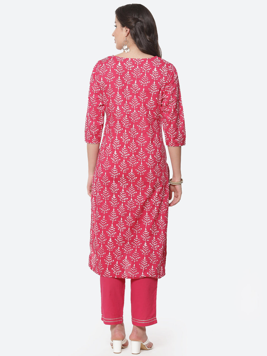 Printed Gota Work Cotton Kurti With Pant