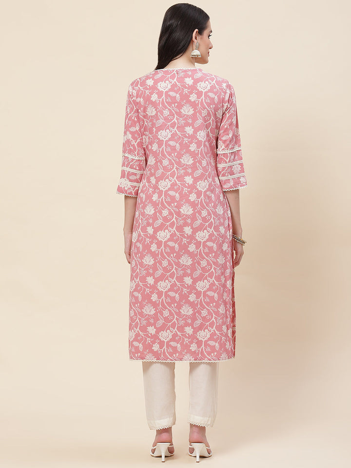 Printed Cotton Kurta With Pants