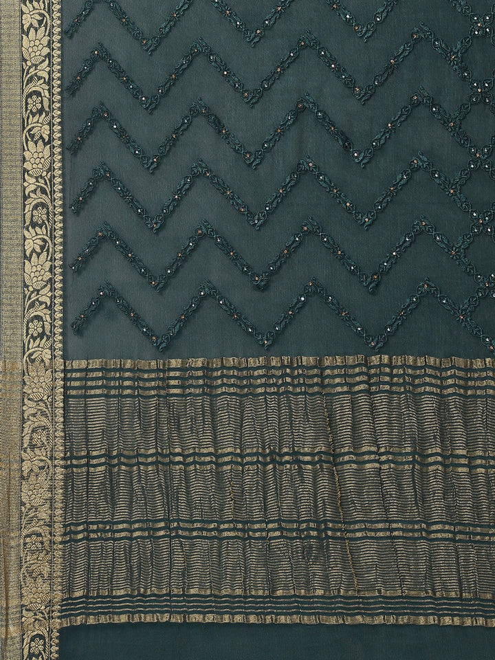 Embroidered Crepe Saree