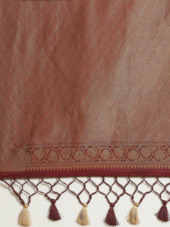 Brocade Art Handloom Embroidered Saree