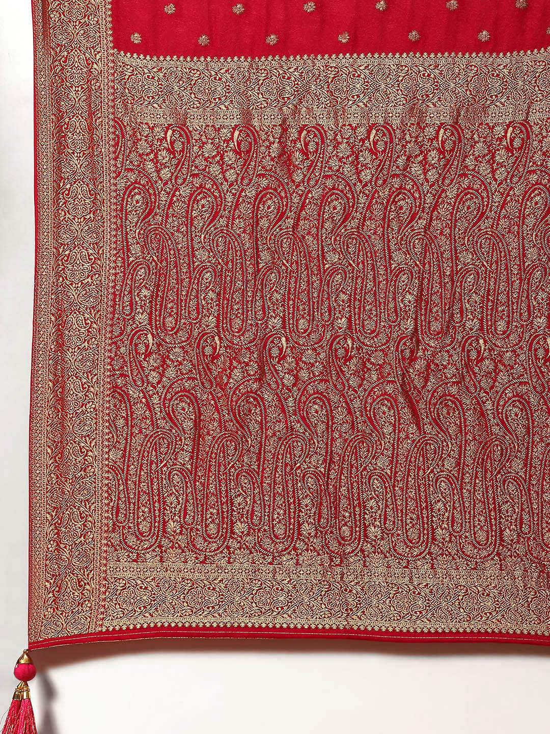 Zari Booti Crepe Plain Saree