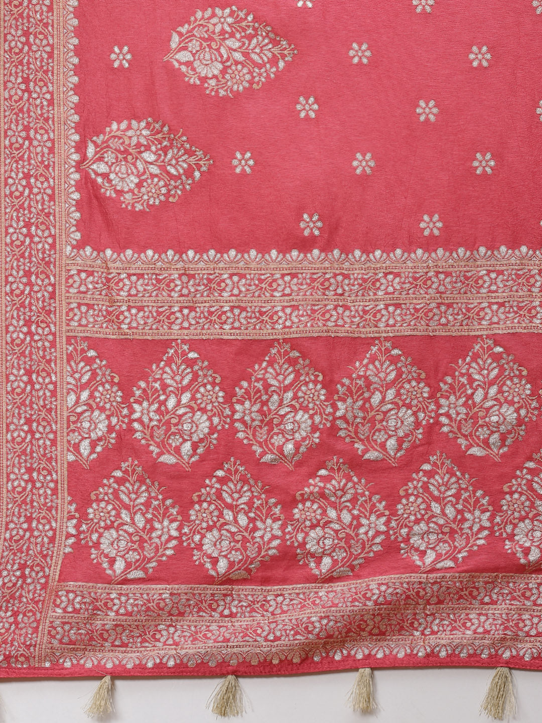 Zari Border Booti Banarasi Woven Saree
