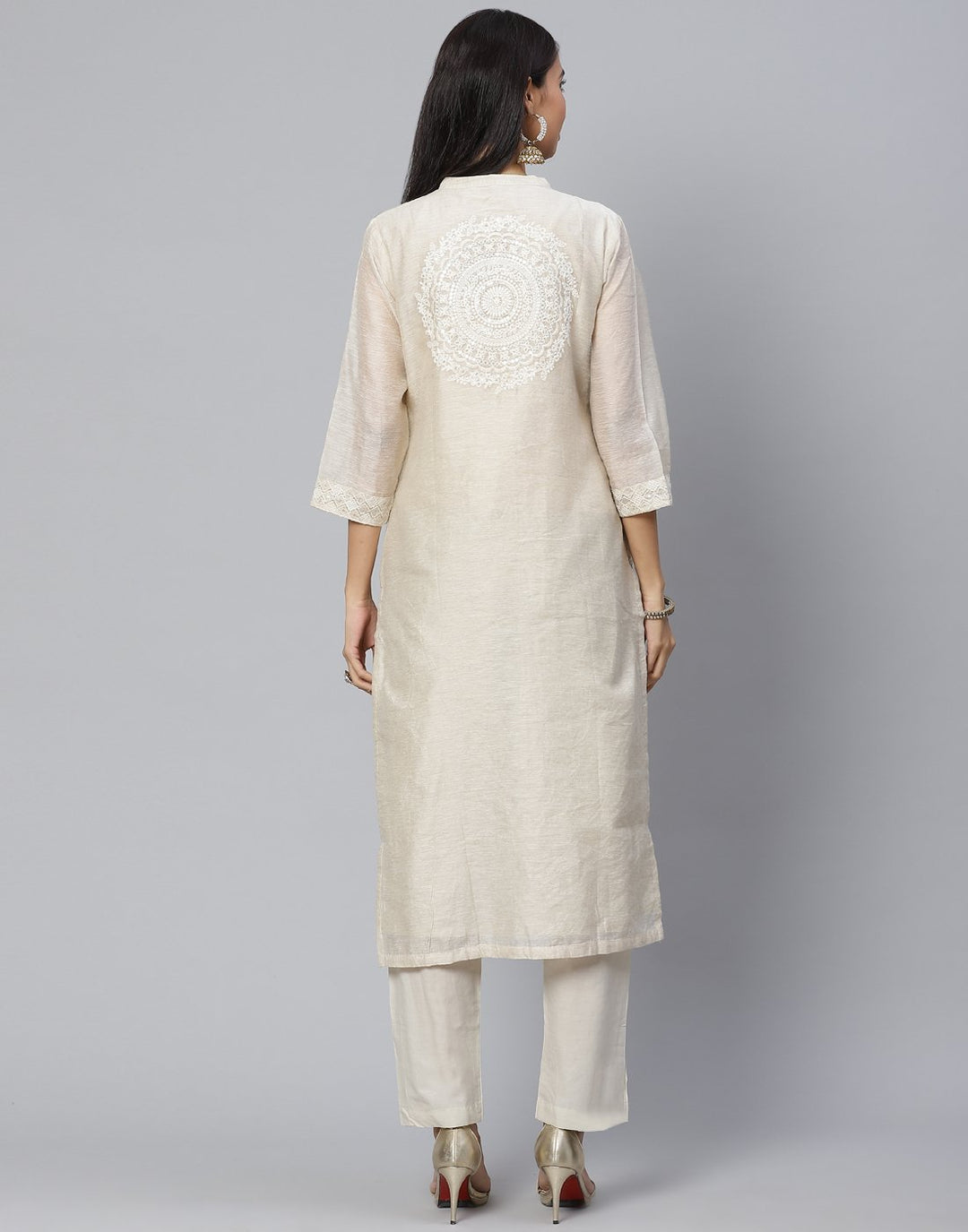 Embroidered Chanderi Kurti Set