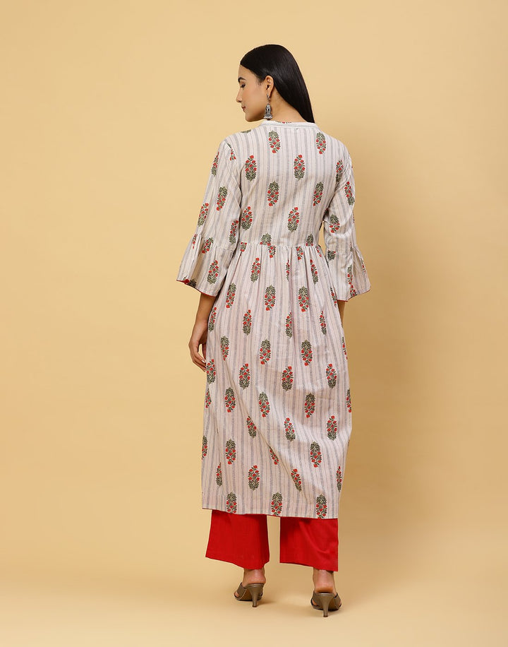 Printed Cotton Anarkali Kurti With Palazzo
