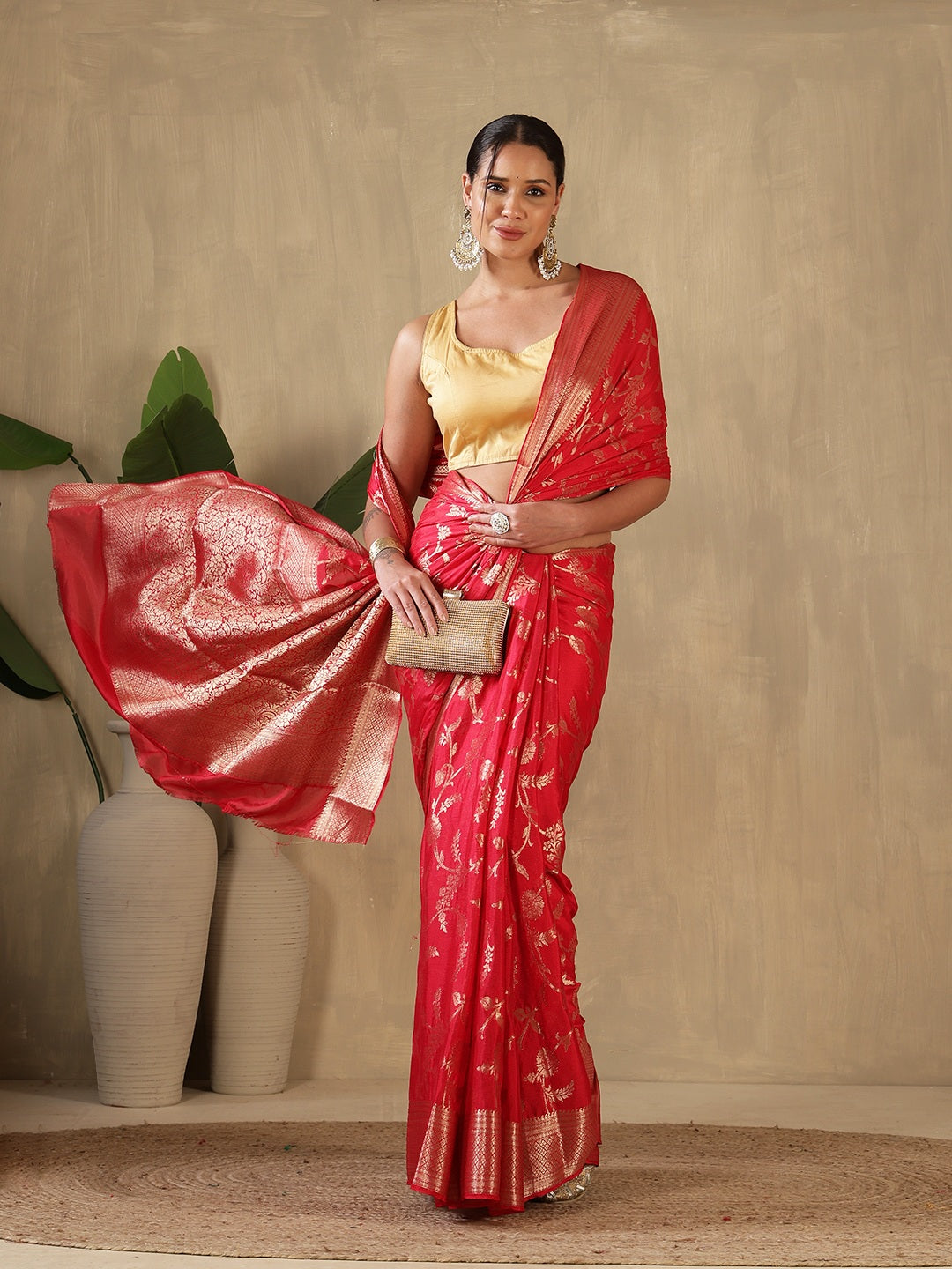 Plain Crepe Saree