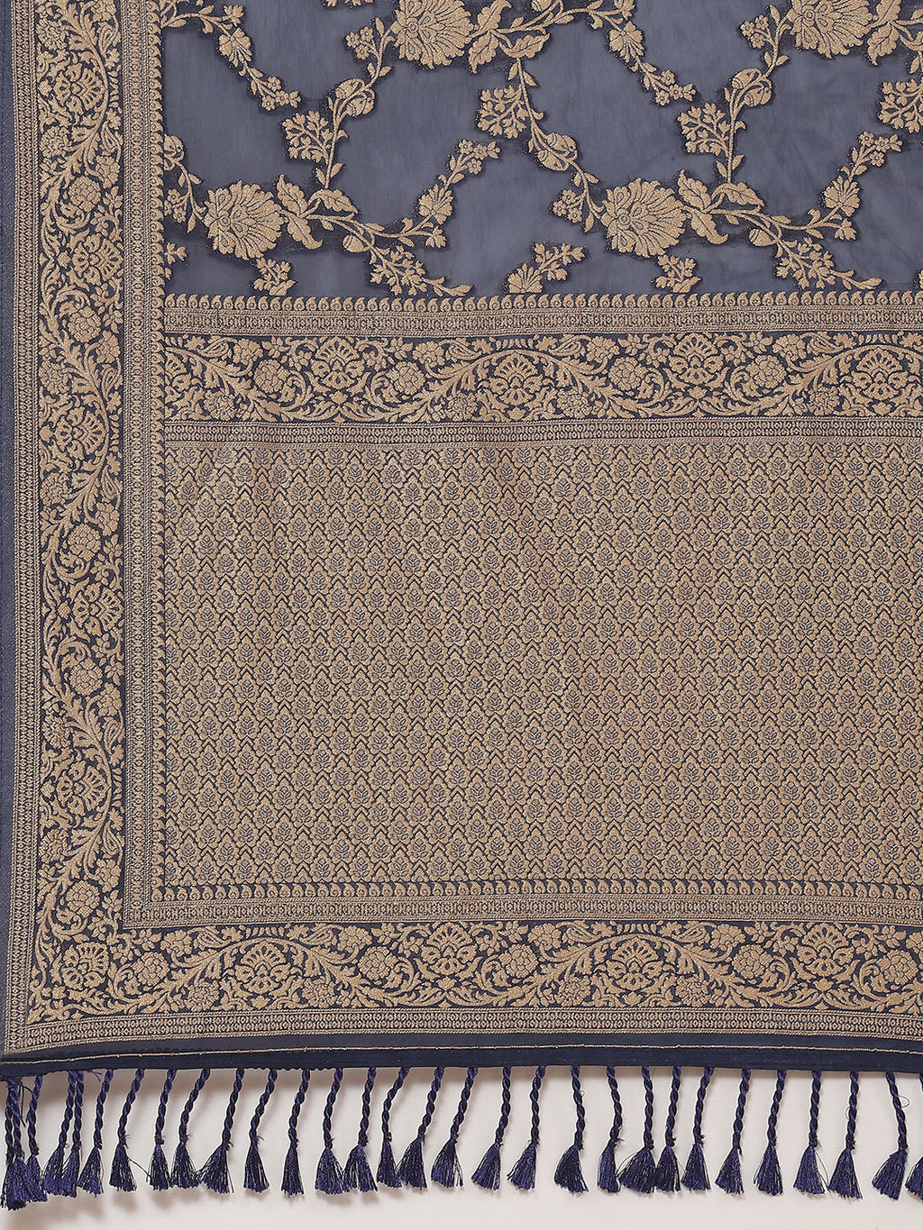 Floral Zari Jaal Georgette Plain Saree