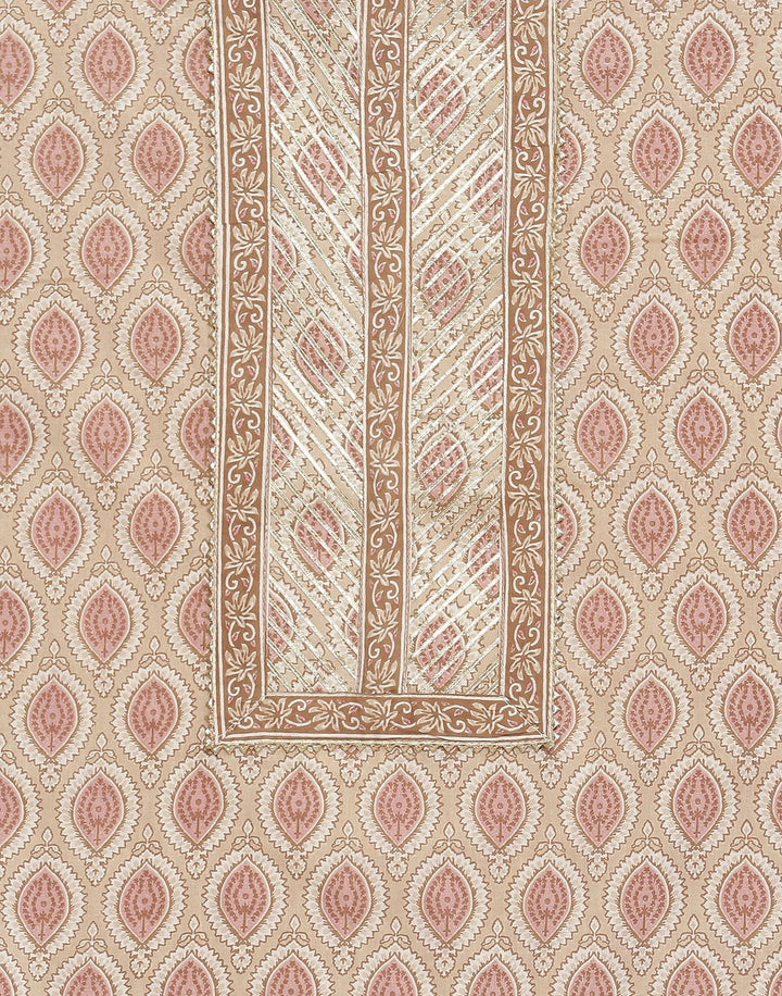 Embroidered Cotton Suit Piece With Printed Cotton Dupatta