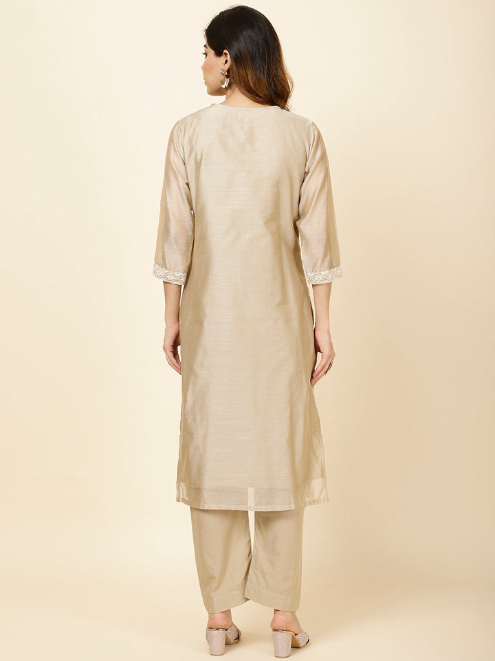 Sequence Work Embroidered Chanderi Kurta With Pants