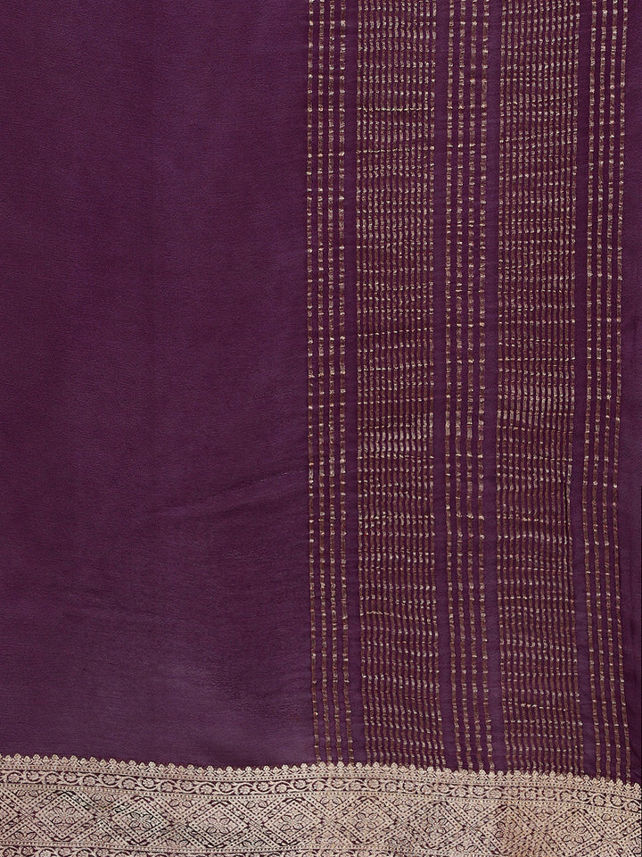 Zari Border Plain Crepe Saree