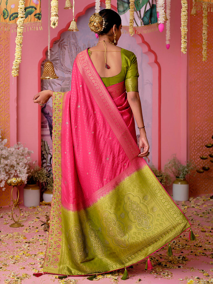Woven Border Booti Art Silk Saree
