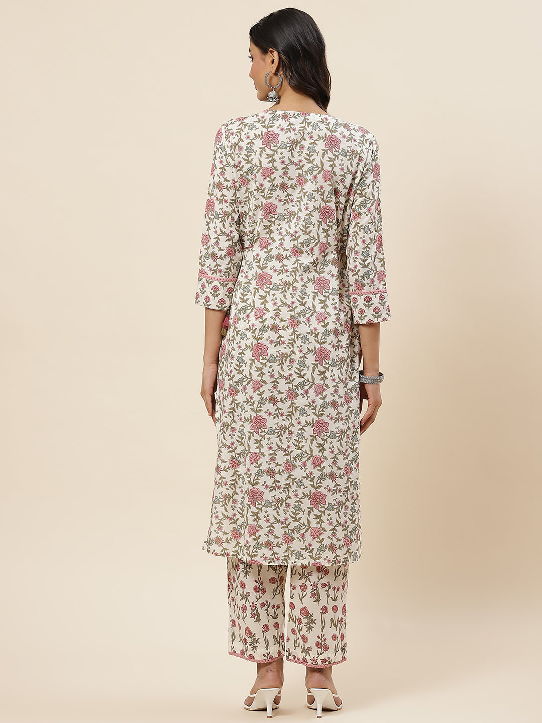 Floral Printed Cotton Kurta With Pants