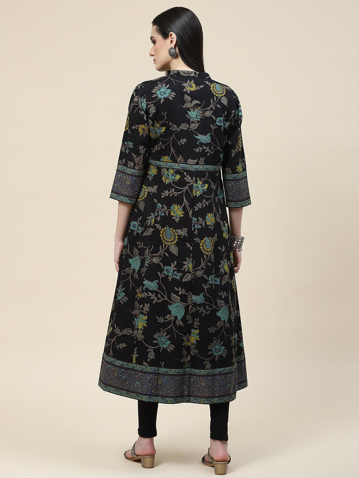 Floral Printed Cotton Kurta With Inner