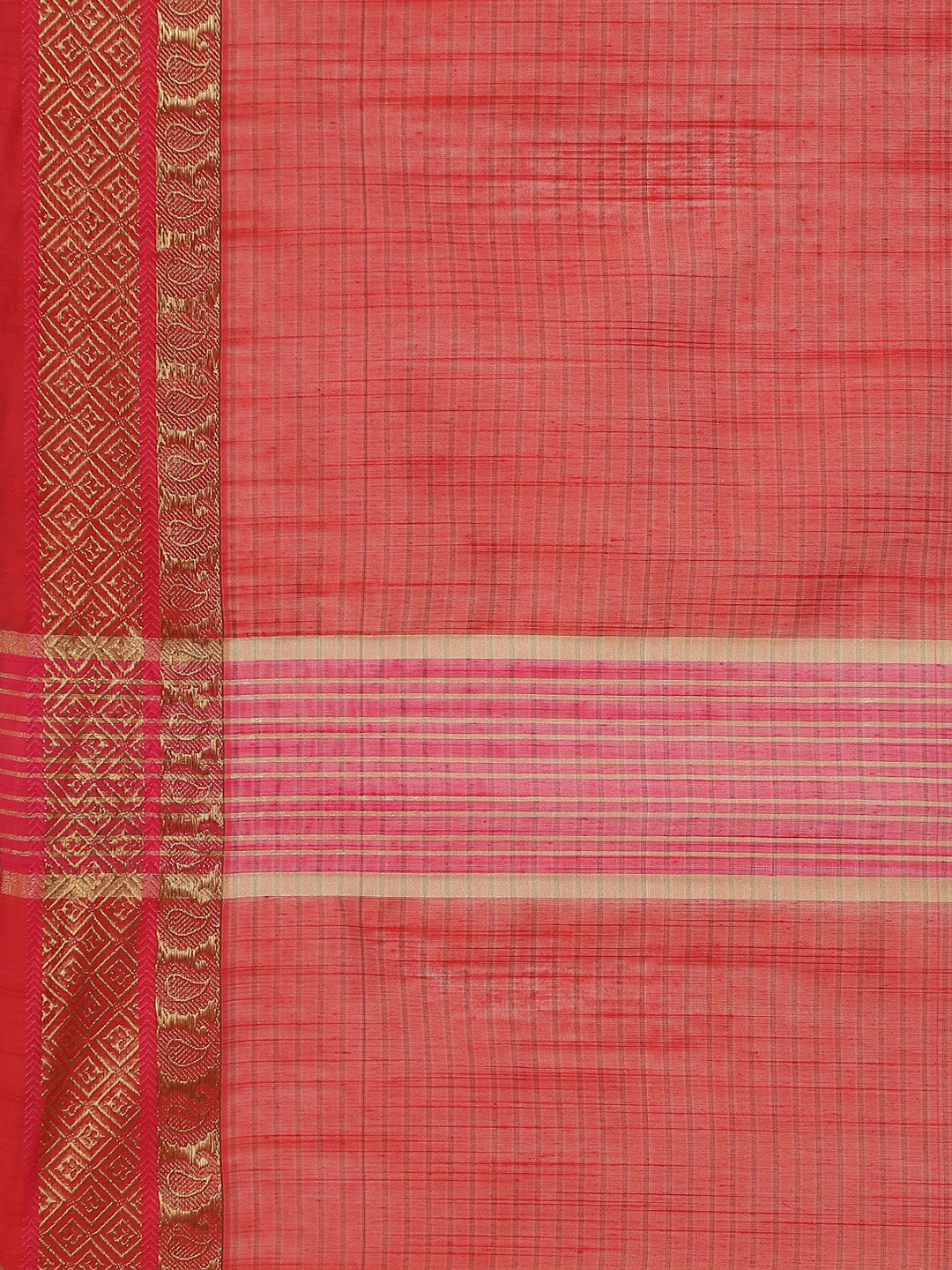Plain Zari Border Cotton Woven Saree