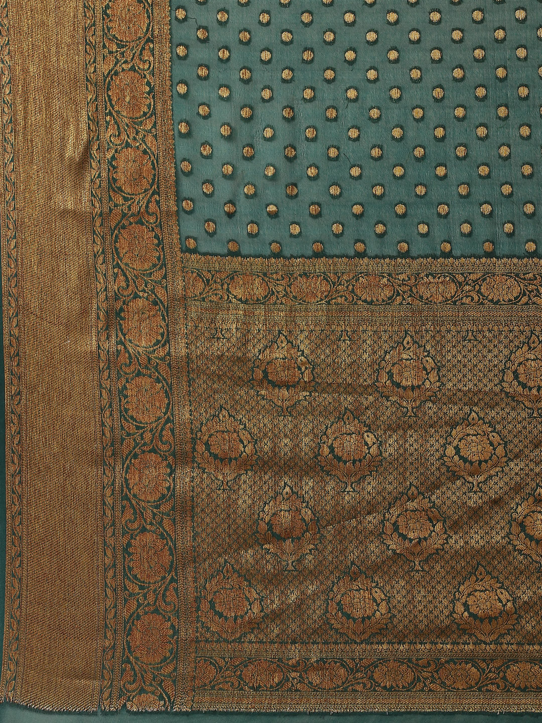 Antique Booti Chiffon Plain Saree