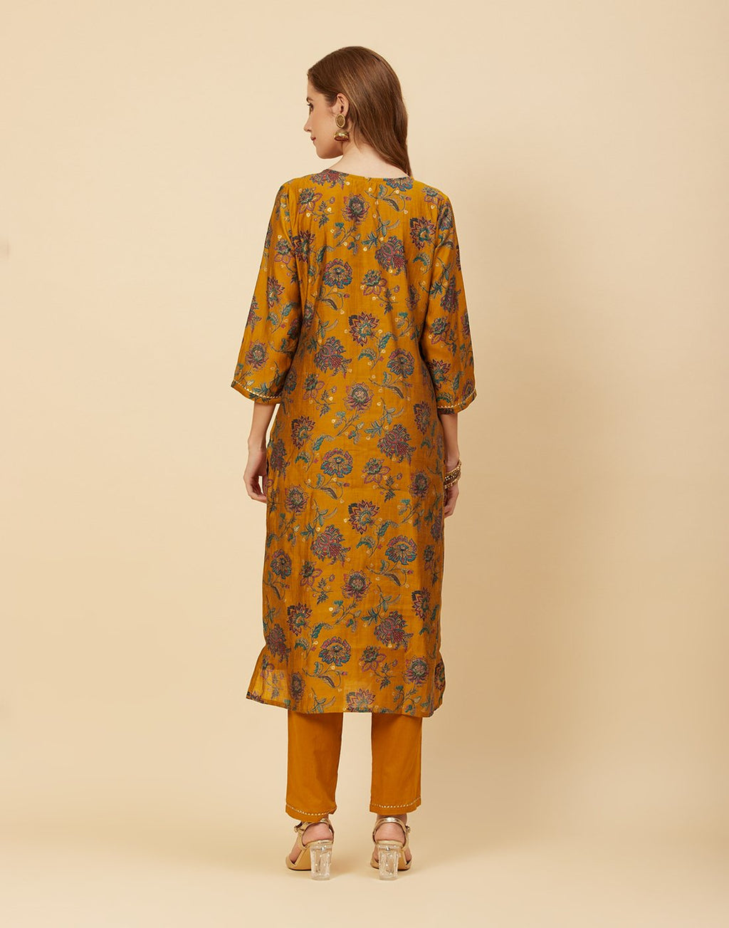 Printed Chanderi Kurti With Pant