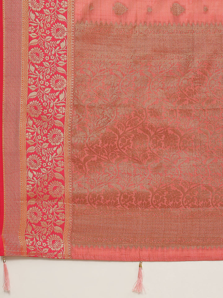 Zari Border Booti Handloom Woven Saree