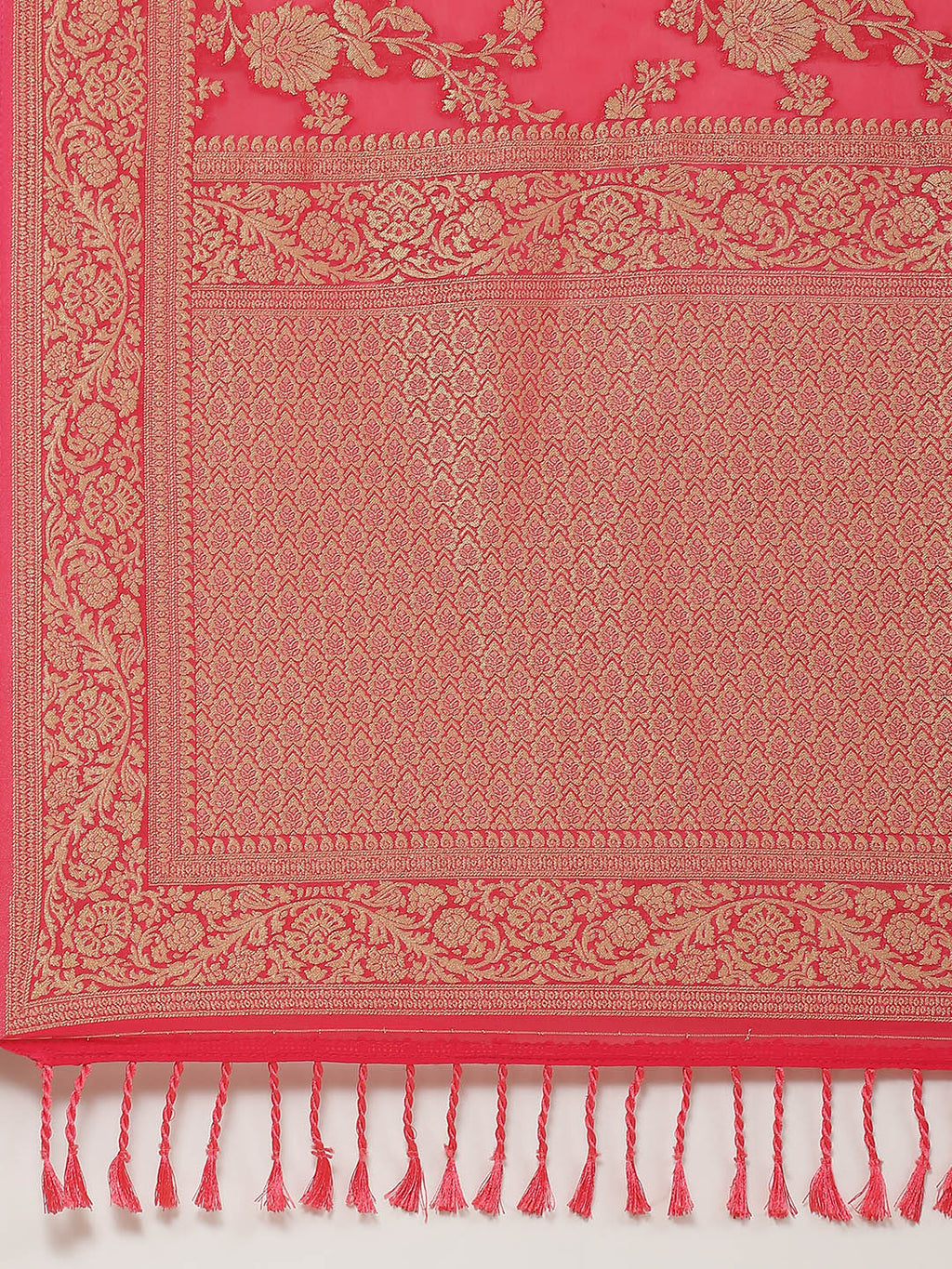 Floral Zari Jaal Georgette Plain Saree