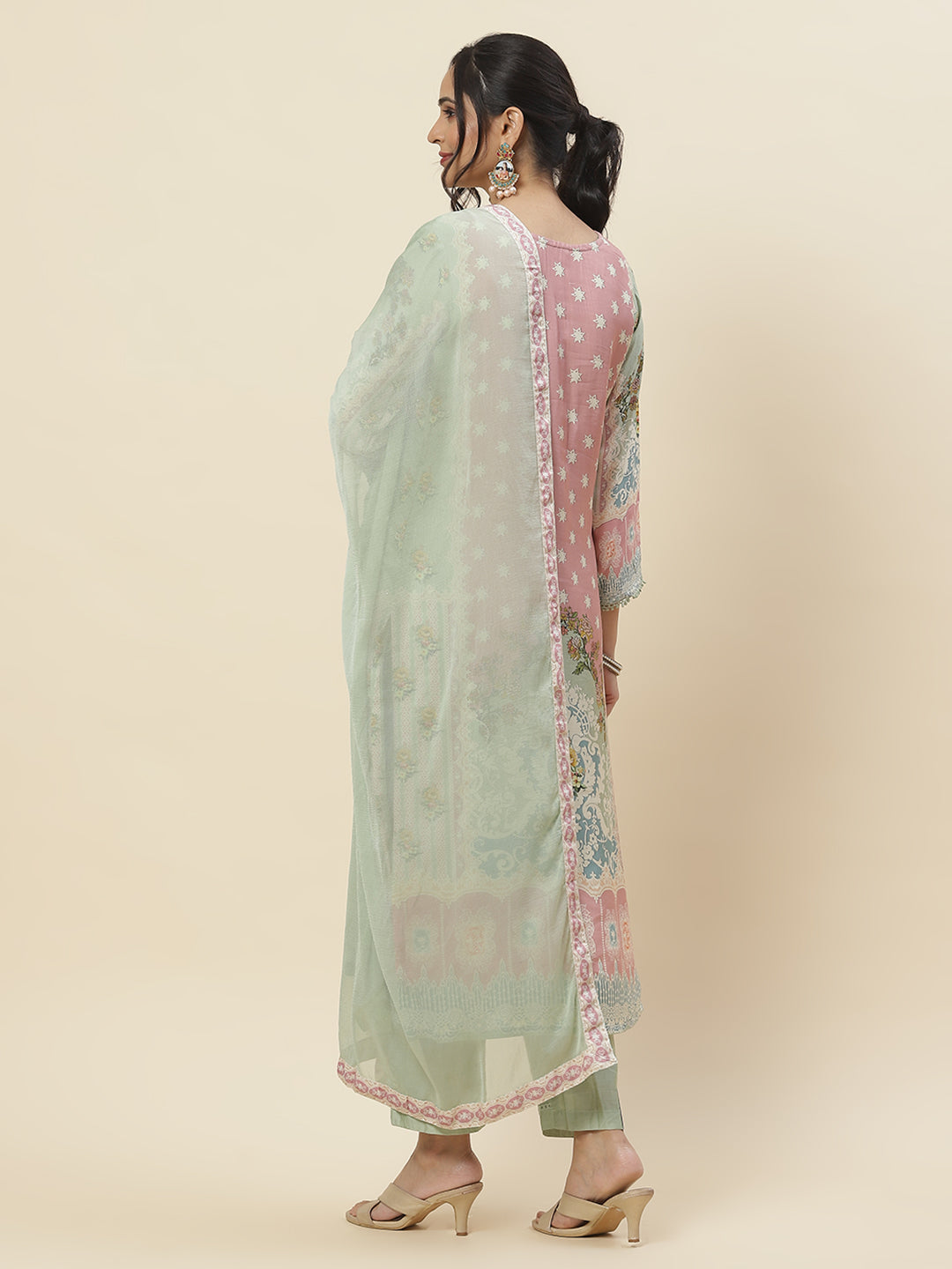 Floral Printed Muslin Kurta With Pants