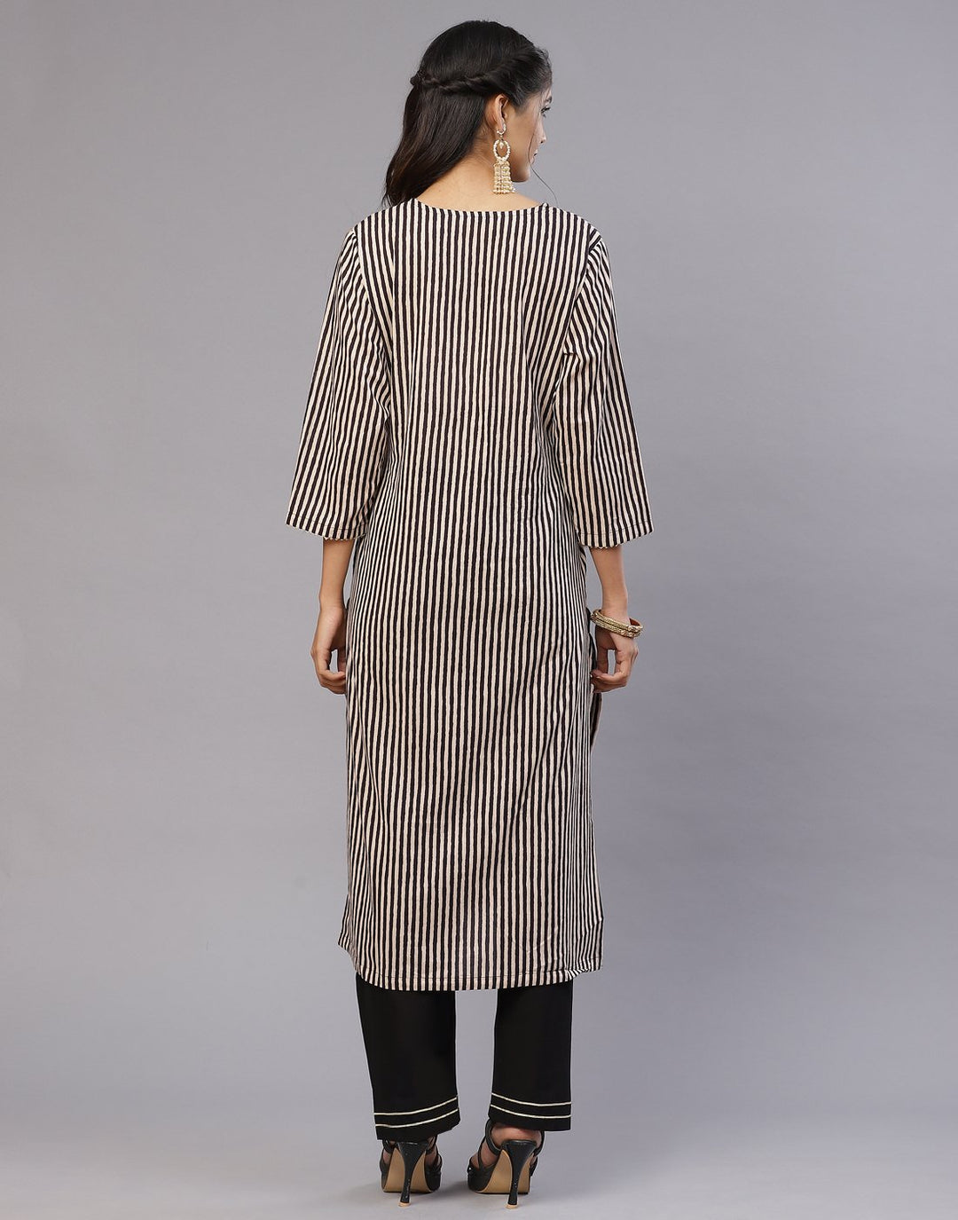 Cotton Striped Kurti Pant Set
