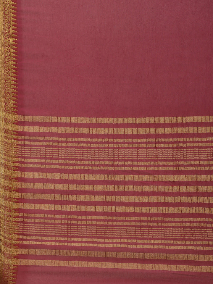 Plain Zari Border Chiffon Saree