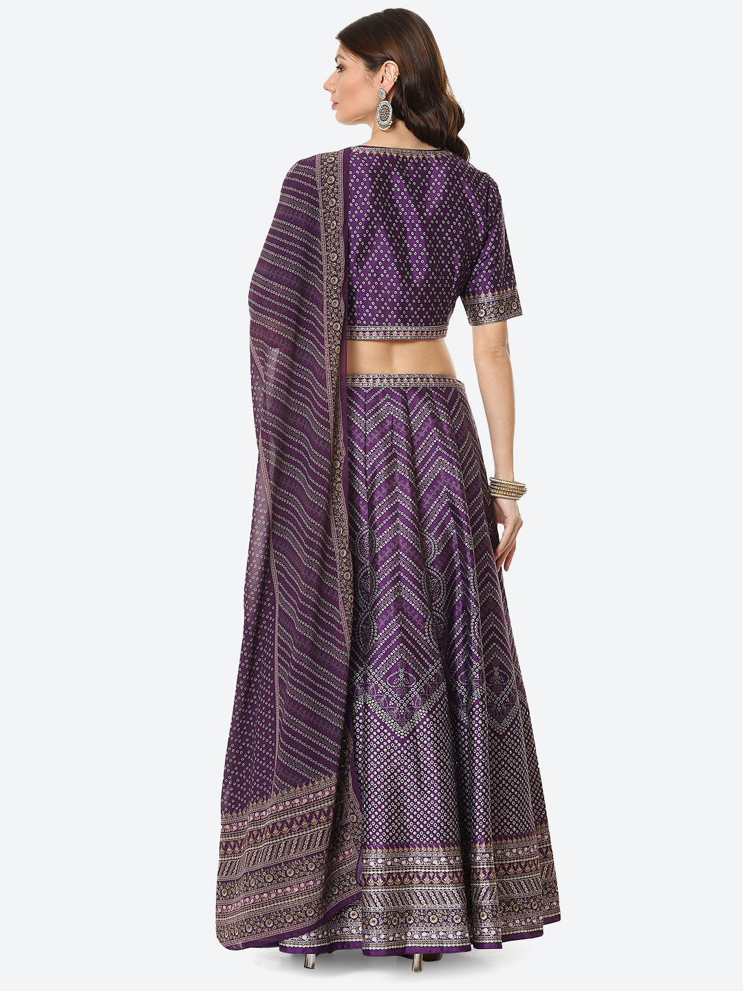 Printed Choli With Lehenga & Net Dupatta