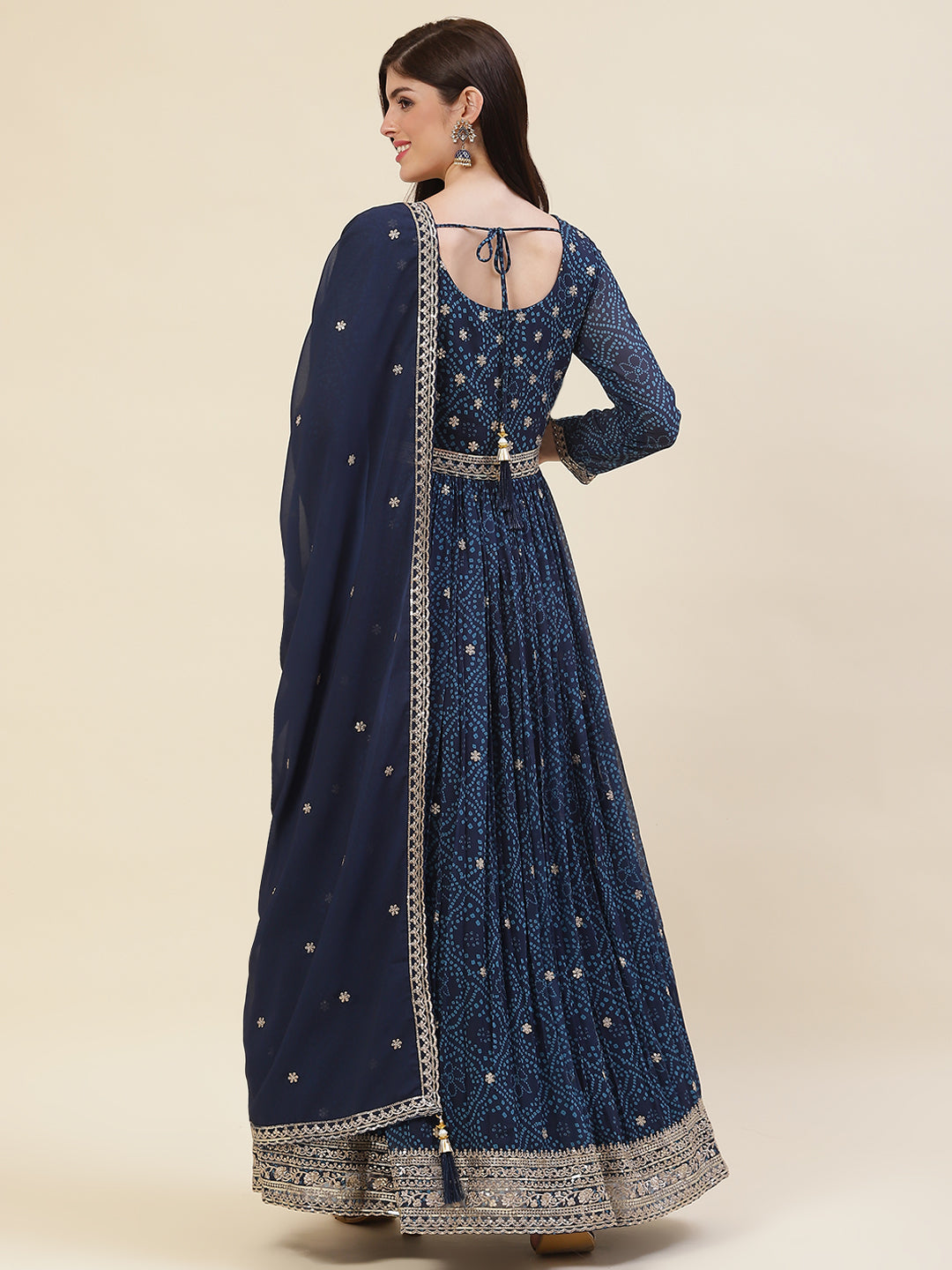 Resham Sequin Booti Georgette Kurta With Dupatta