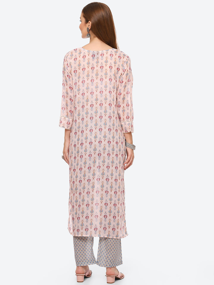 Floral Printed Cotton Kurta With Pant