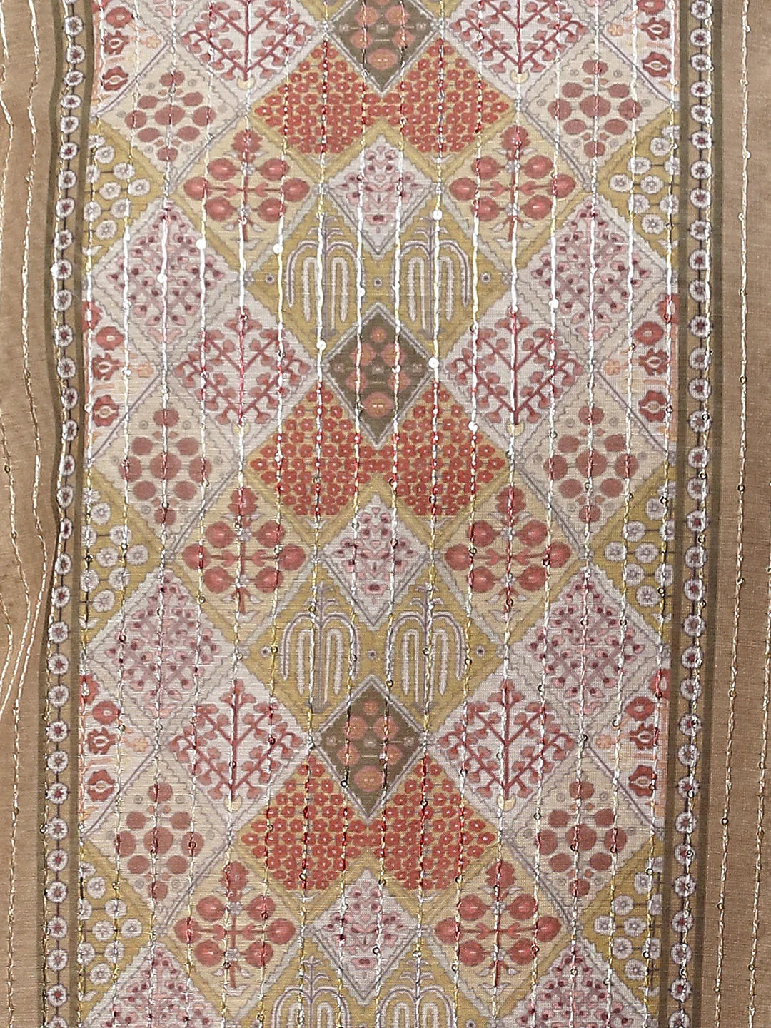 Neck Embroidered Chanderi Unstitched Suit Piece With Dupatta