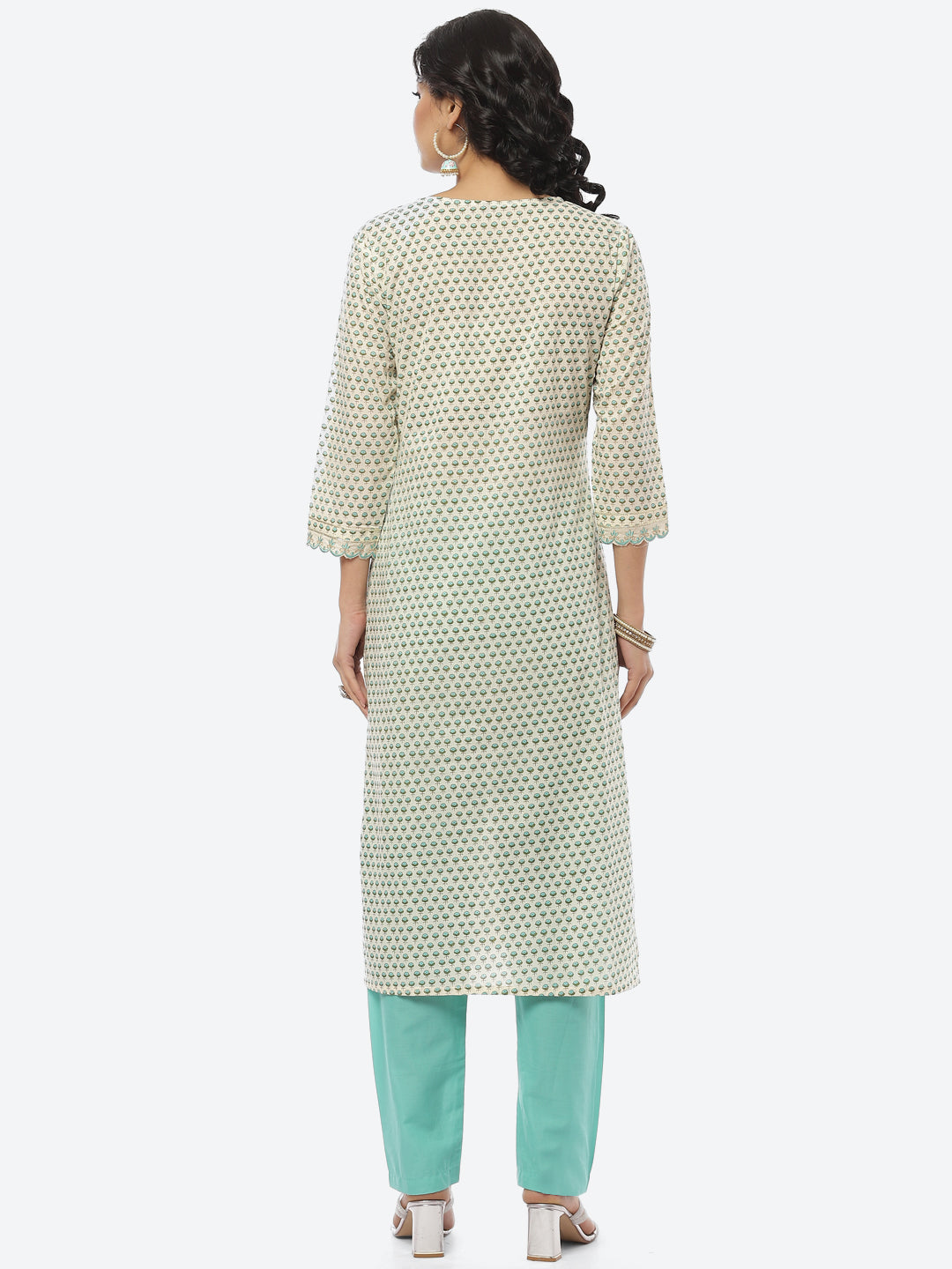 Floral Printed Cotton Kurti With Pant