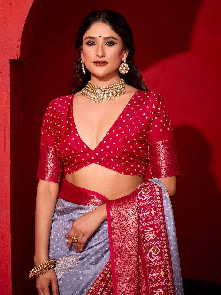 Bandhani Printed Art Silk Saree