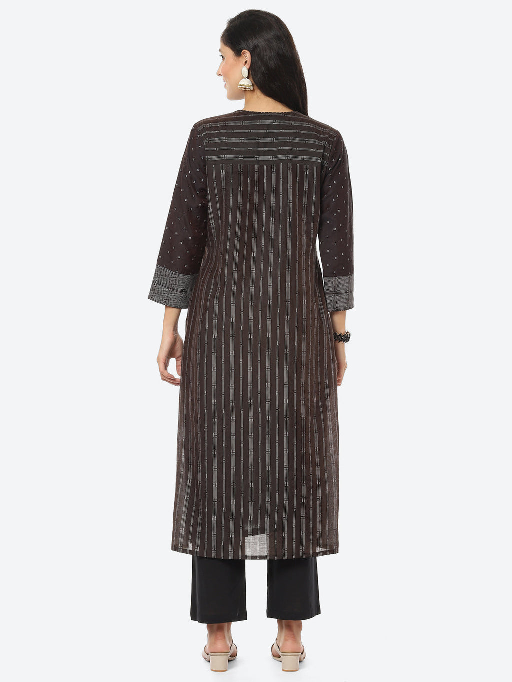 Checked Printed Chanderi Kurta With Pant